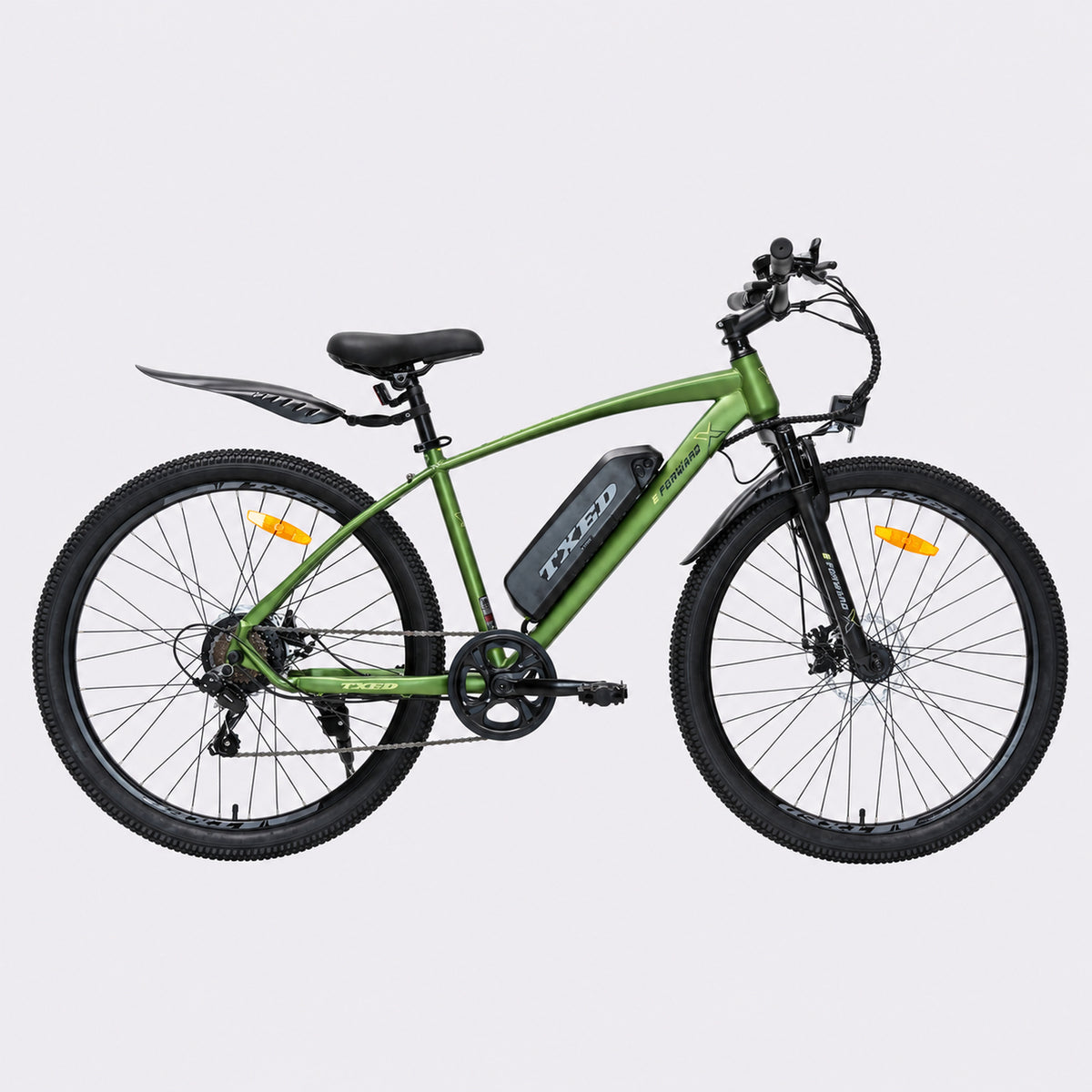 Green TXED Trail electric bike - side profile