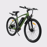 Green TXED Trail electric bike - front three-quarter view