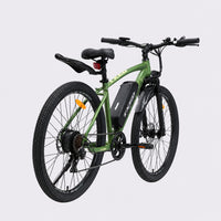 Green TXED Trail electric bike - rear three-quarter view