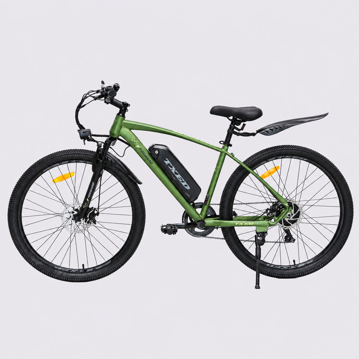 Green TXED Trail electric bike - opposite side profile