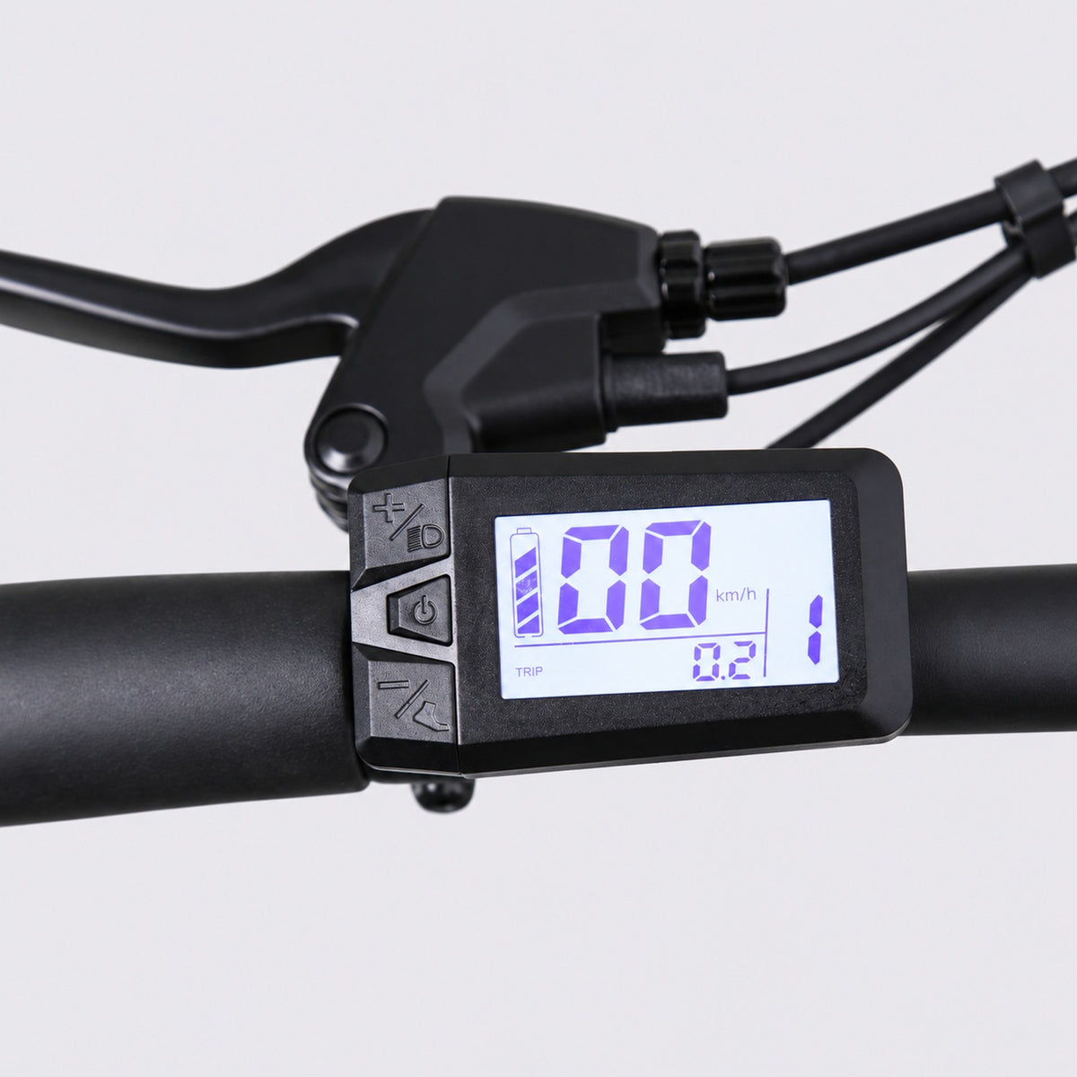Green TXED Trail electric bike - handlebar display
