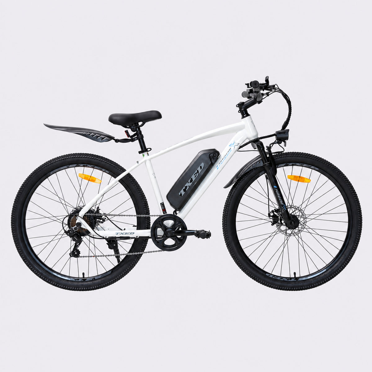 White TXED Trail electric bike - side profile