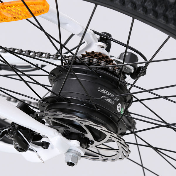 White TXED Trail electric bike - rear hub motor