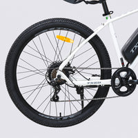 White TXED Trail electric bike - rear wheel and tyre