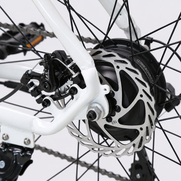 White TXED Trail electric bike - disc brake